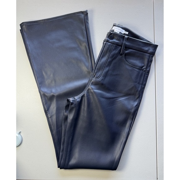 Good American Faux Leather Flare Pants Navy Blue Size 8/29 - Picture 1 of 7